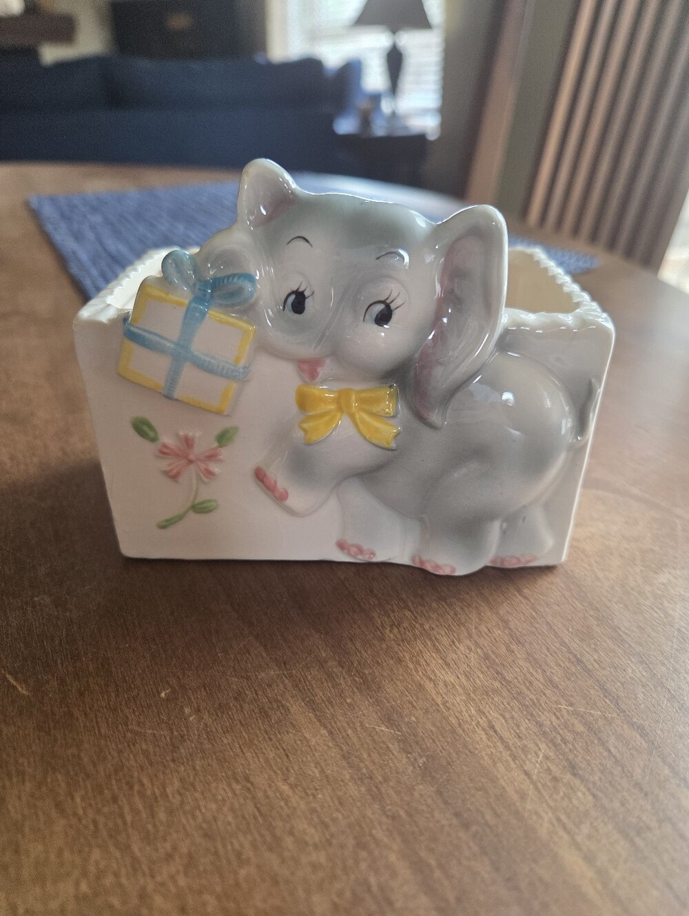 Vintage Made In Japan Ceramic Baby Elephant Flower Container